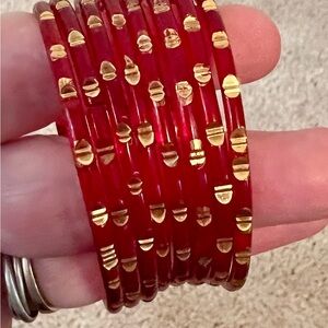 Red and Gold Vintage Glass Bangles